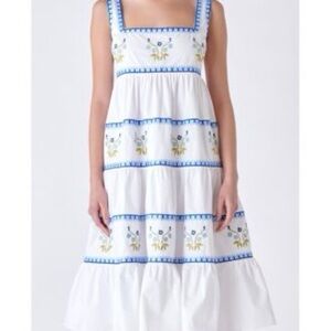 English Factory Embroidered Midi Dress